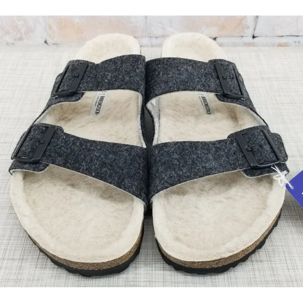 NWT Birkenstock Arizona Rivet Wool Felt Sandals Doubleface Gray Men's 13 EU 46